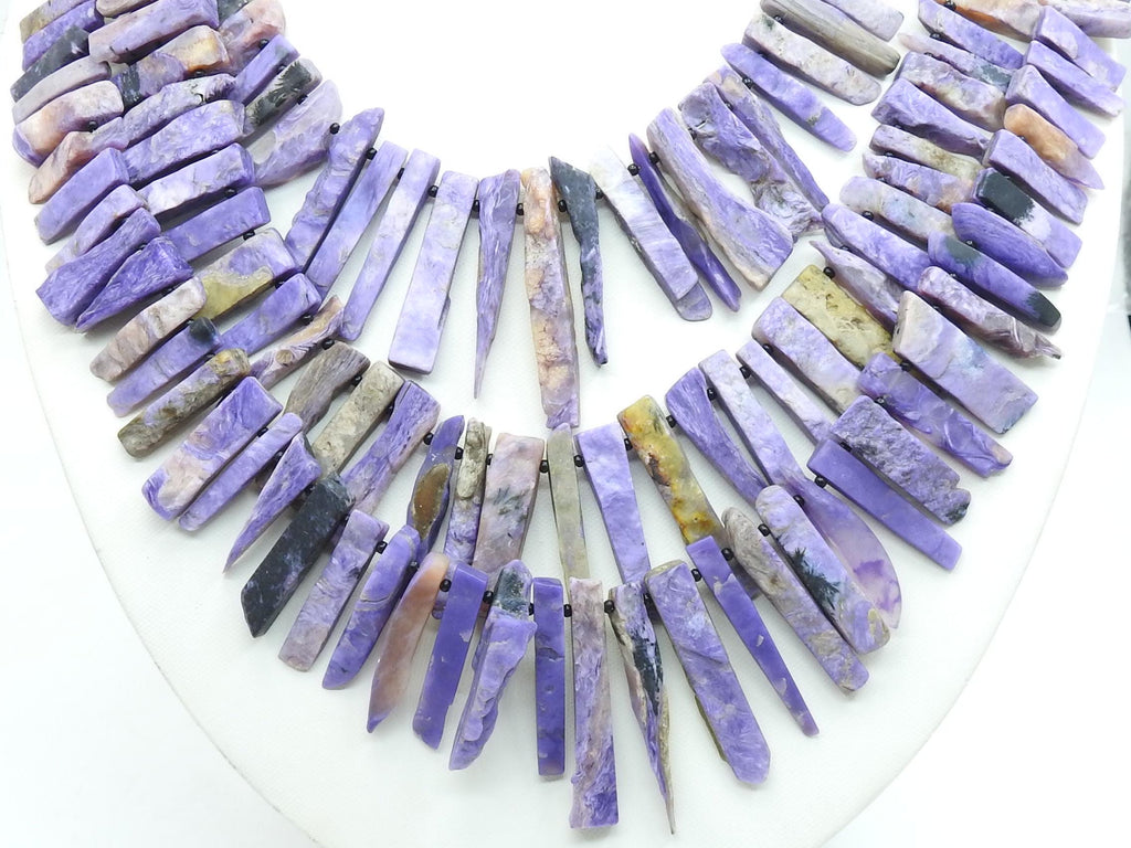 Natural Charoite Matte Polished Rough Stick Beads 16 Inch Strand Purple Raw Stone R6