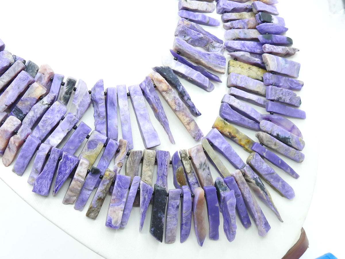 Natural Charoite Matte Polished Rough Stick Beads 16 Inch Strand Purple Raw Stone R6