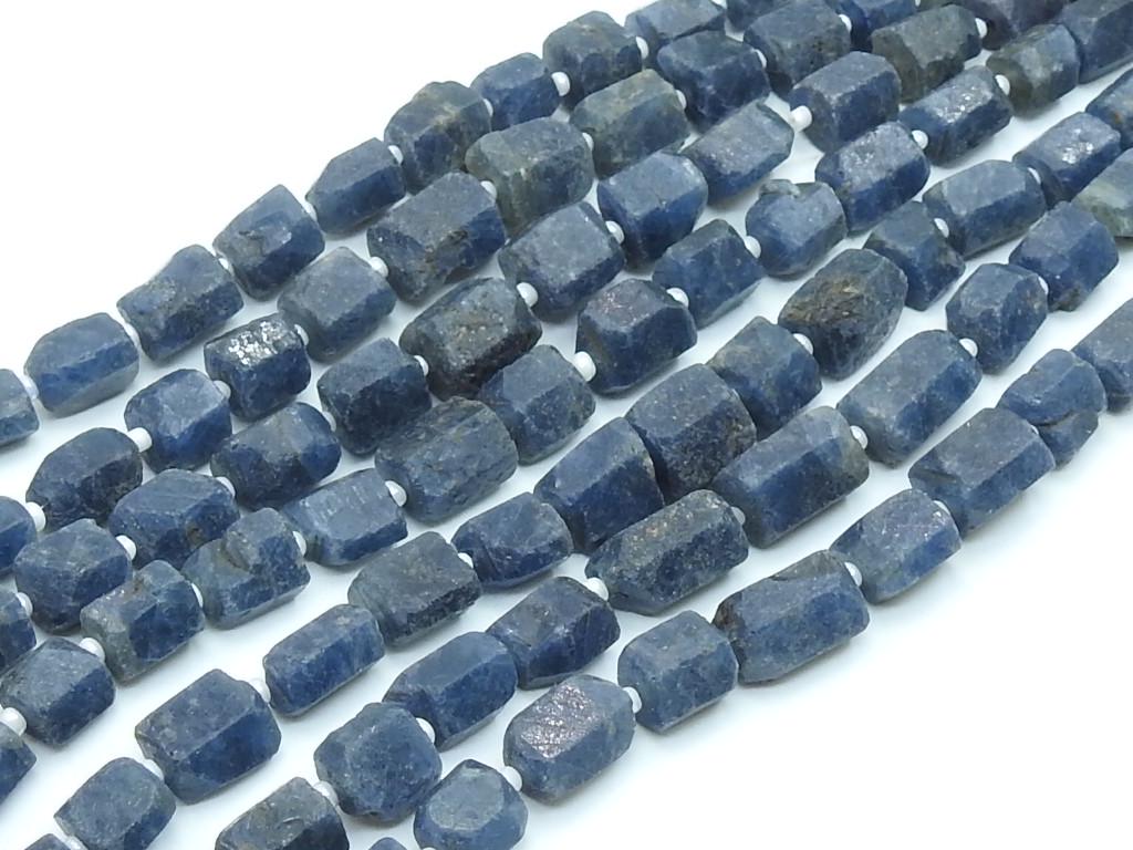 Blue Sapphire Crystal Tube Beads Natural Rough Sapphire Strand 8Inch Raw Gemstone Beads Wholesale Jewelry Supply 10x8mm To 6x5mm RB8