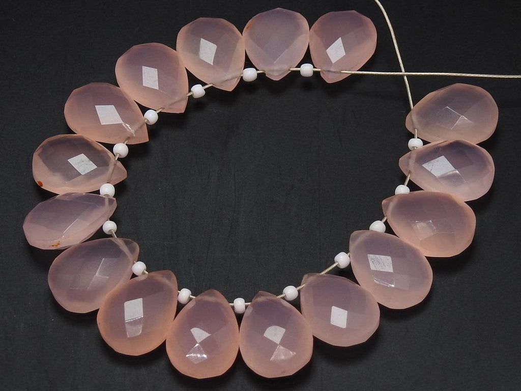 Chalcedony Faceted Teardrop Beads, 10 Piece Lot 14X10MM Loose Gemstone Briolette, Wholesale Jewelry Making Supplies PME-CY1
