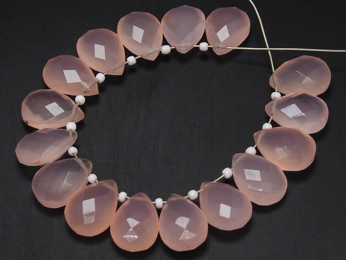 Chalcedony Faceted Teardrop Beads, 10 Piece Lot 14X10MM Loose Gemstone Briolette, Wholesale Jewelry Making Supplies PME-CY1