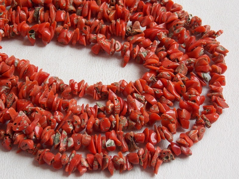 Red Coral Natural Polished Rough Bead-Chip Uncut Nugget-16Inches Strand-For Making Jewelry-Wholesaler Supplies CR1