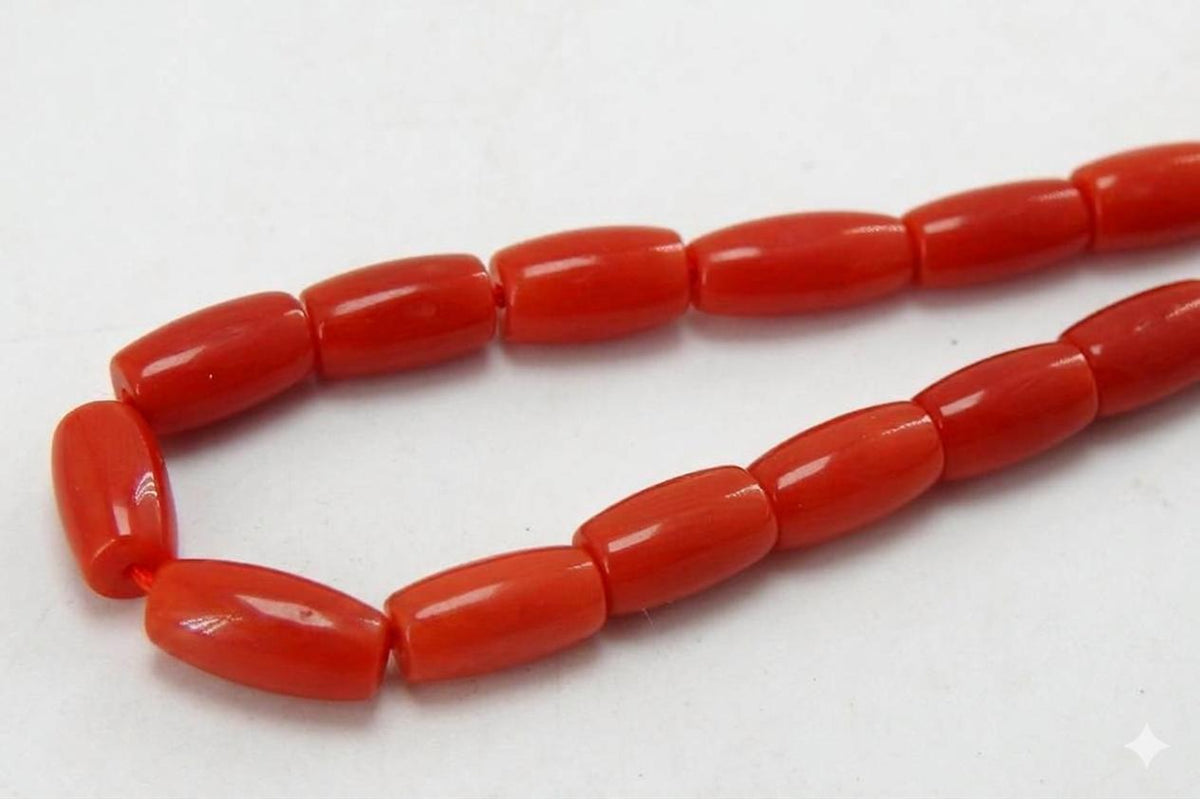 Natural Red Coral Smooth Polished Barrel Beads 7x4mm to 5x4mm 16 Inch Strand Loose Gemstone for Handmade Jewelry Making