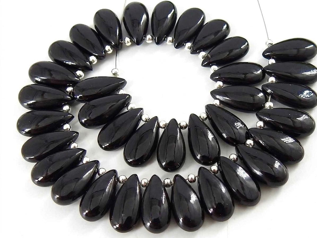 Natural Black Onyx Smooth Teardrop For Making Jewelry 10Piece 15X7MM Loose Stone Pear Shape Briolette Pendant Beads PME-CY3