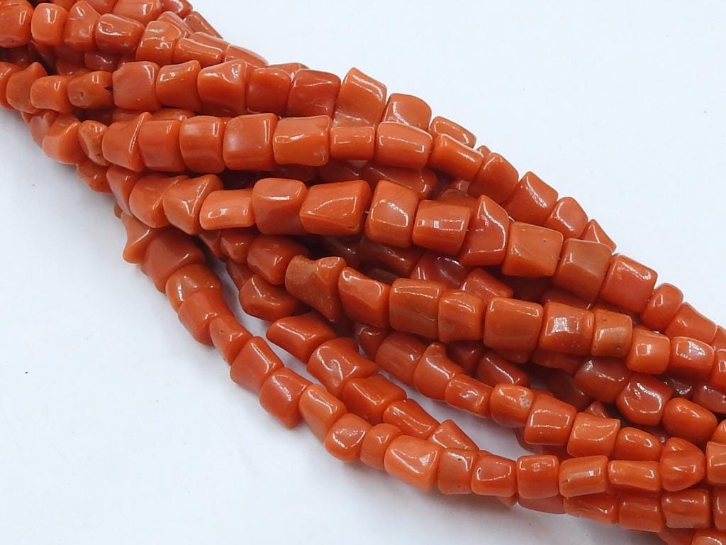 Italian Red Coral Tumble Nugget Strand Jewelry Making 8Inches 5x4 To 8x7mm Approx Natural Gemstone Loose Beads