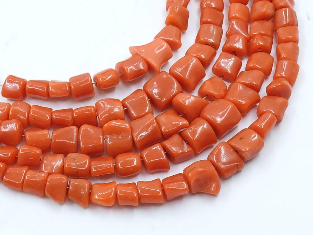Italian Red Coral Tumble Nugget Strand Jewelry Making 8Inches 5x4 To 8x7mm Approx Natural Gemstone Loose Beads