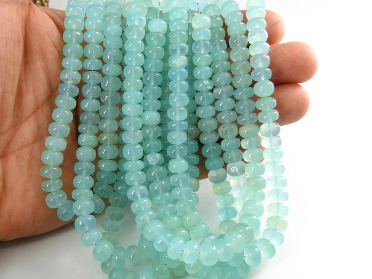 Aqua Blue Chalcedony Smooth Roundel Bead Wholesale, 8Inches Strand Gemstone Supply Bulk Jewelry Making Manufacturer Loose Component PME-CY2