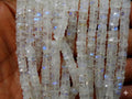 6mm White Rainbow Moonstone Multi Flashy Fire Faceted Tire Bead, 8" Strand Coin Button Shape Natural Gemstone Jewelry Making PME-T4