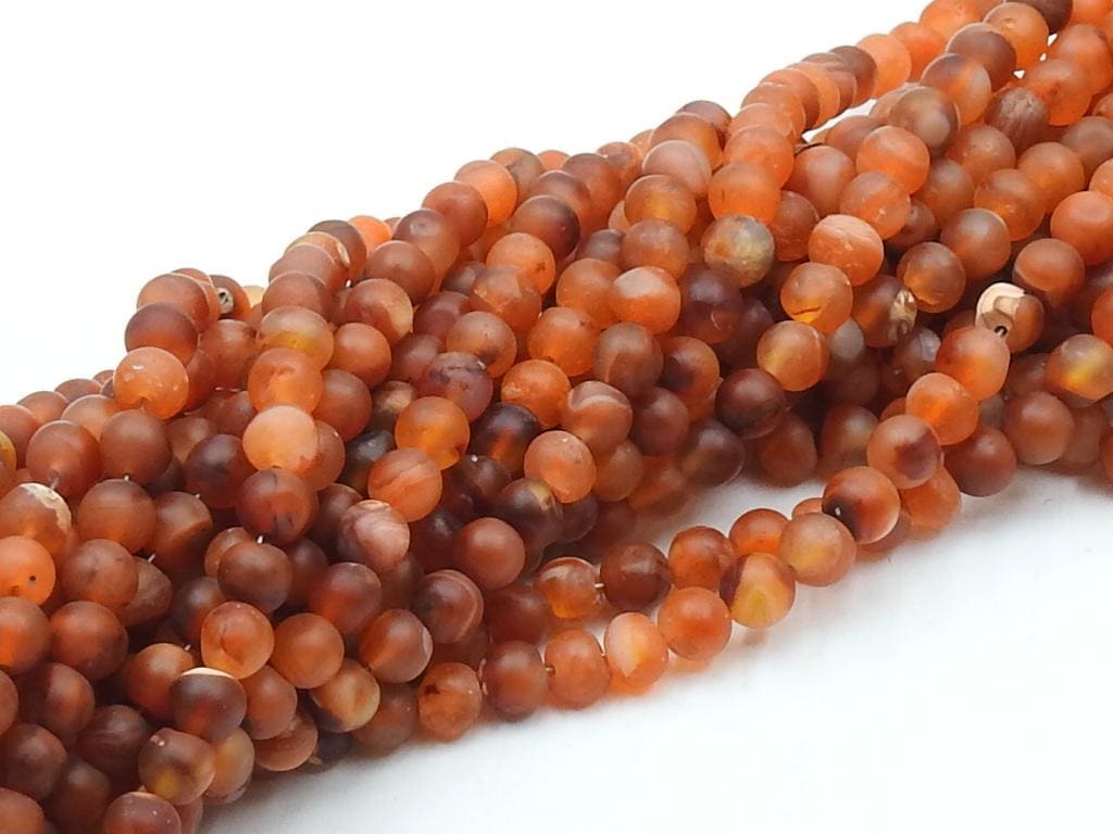 Natural Carnelian Smooth Matte Polished Sphere Ball Round Beads 16 Inch Strand Loose Gemstone for Handmade Jewelry Making Beaded Necklace