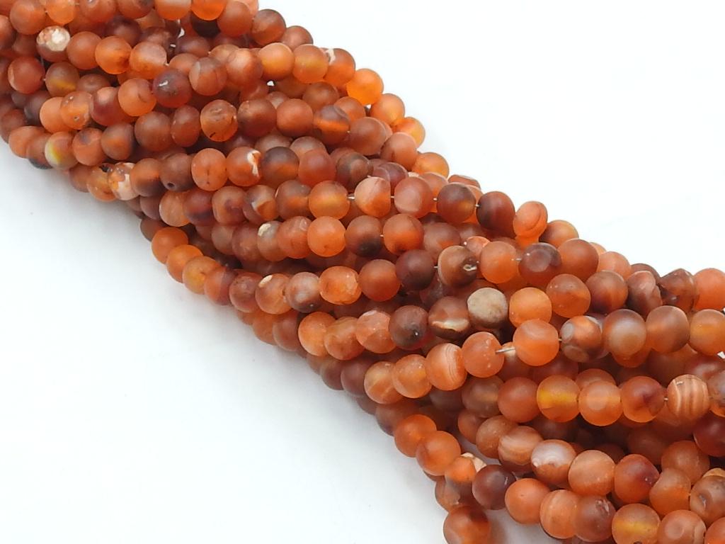 Natural Carnelian Smooth Matte Polished Sphere Ball Round Beads 16 Inch Strand Loose Gemstone for Handmade Jewelry Making Beaded Necklace
