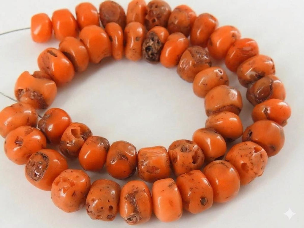 Orange Coral Smooth Roundel Bead For Making Jewelry 8Inches Strand Wholesaler Supplies Natural Stone BK-CR2