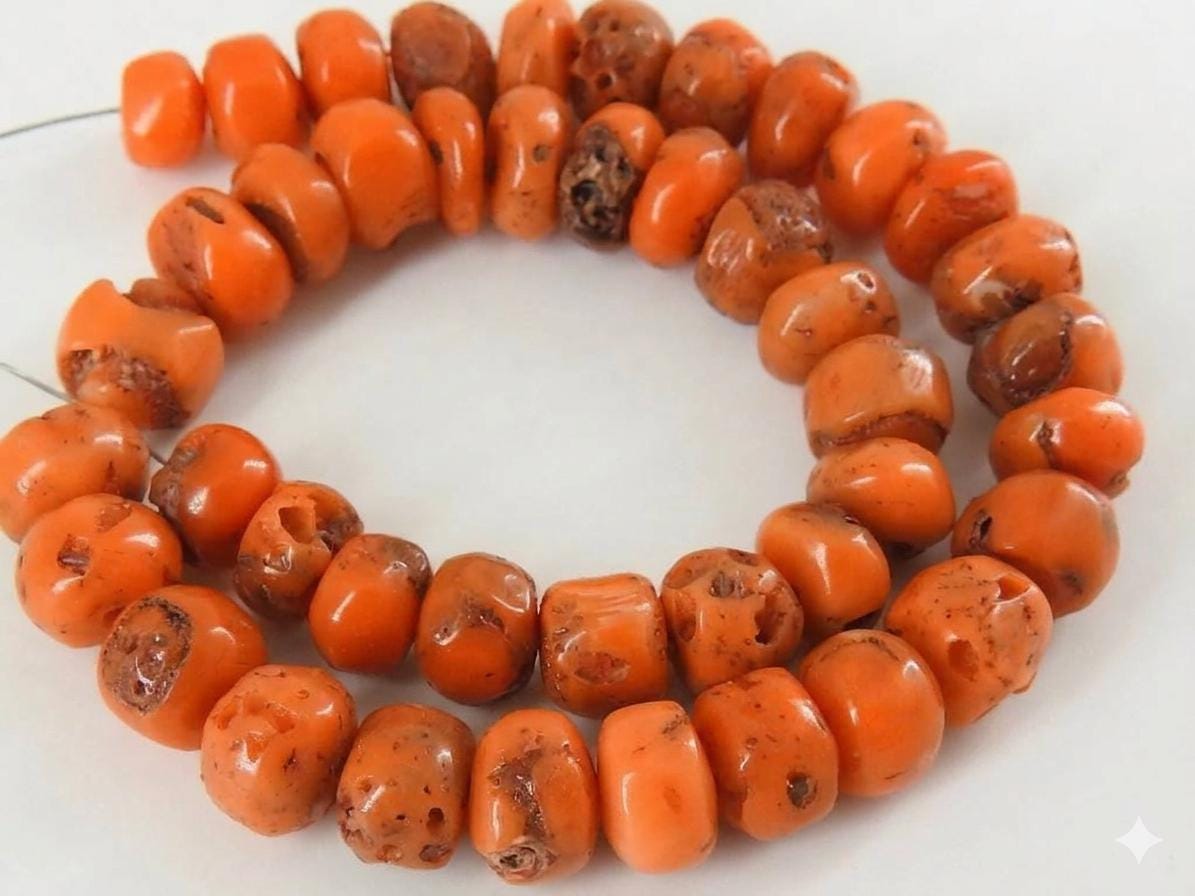 Orange Coral Smooth Roundel Bead For Making Jewelry 8Inches Strand Wholesaler Supplies Natural Stone BK-CR2