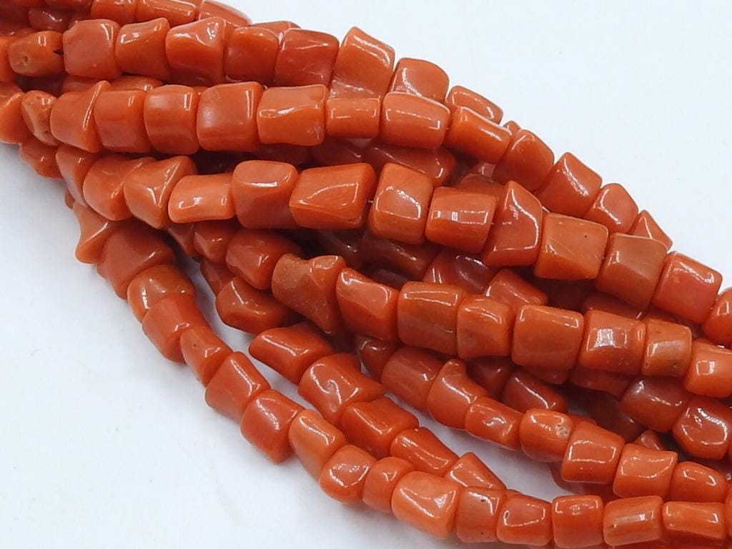Italian Red Coral Tumble Nugget Strand Jewelry Making 8Inches 5x4 To 8x7mm Approx Natural Gemstone Loose Beads