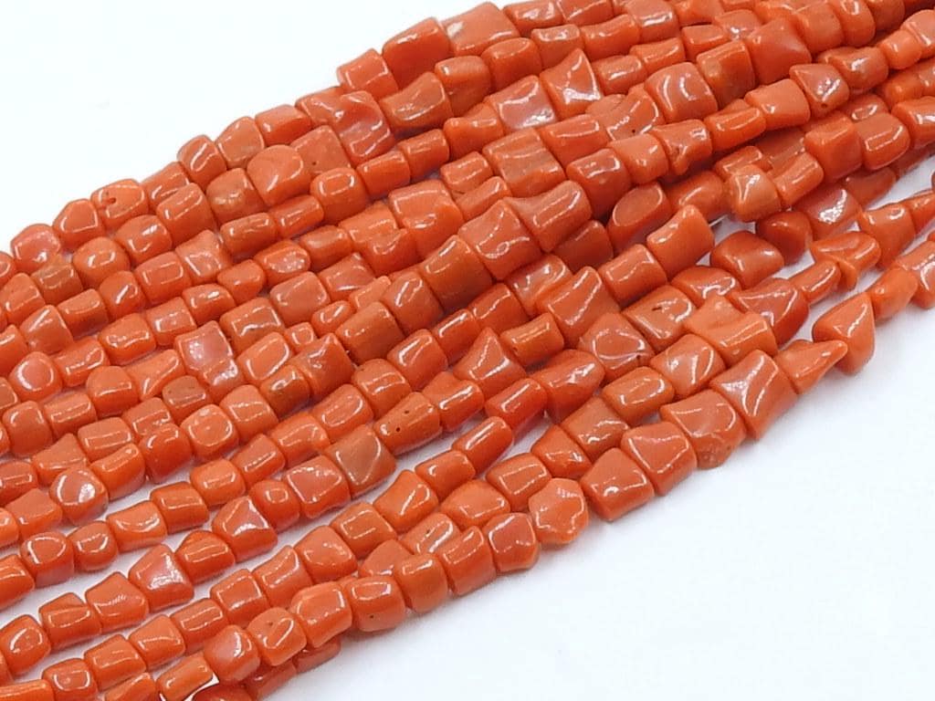Italian Red Coral Tumble Nugget Strand Jewelry Making 8Inches 5x4 To 8x7mm Approx Natural Gemstone Loose Beads