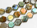 Labradorite Faceted Bead, Multi Fire Hexagon Shape, 8Inch Strand, 10-11MM Approx, Jewelry Making Wholesaler Supplies, Natural Gray Gemstone