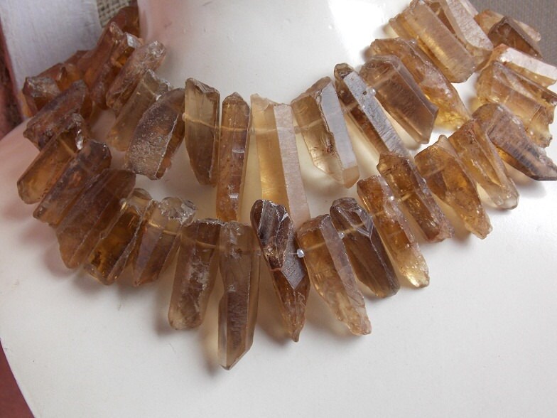 Beer Quartz Natural Rough Stick Beads 12Inches Strand 15To35MM Long Approx Wholesale Price New Arrival R6