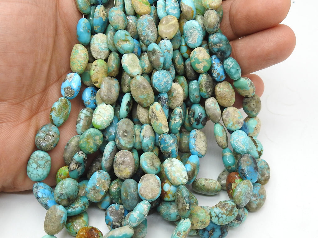 Arizona Turquoise Tumble Nugget Oval Shape Smooth Polished Loose Stone 16Inch Strand Graduated 8x6-13x10MM Wholesale Jewelry Beads TU3
