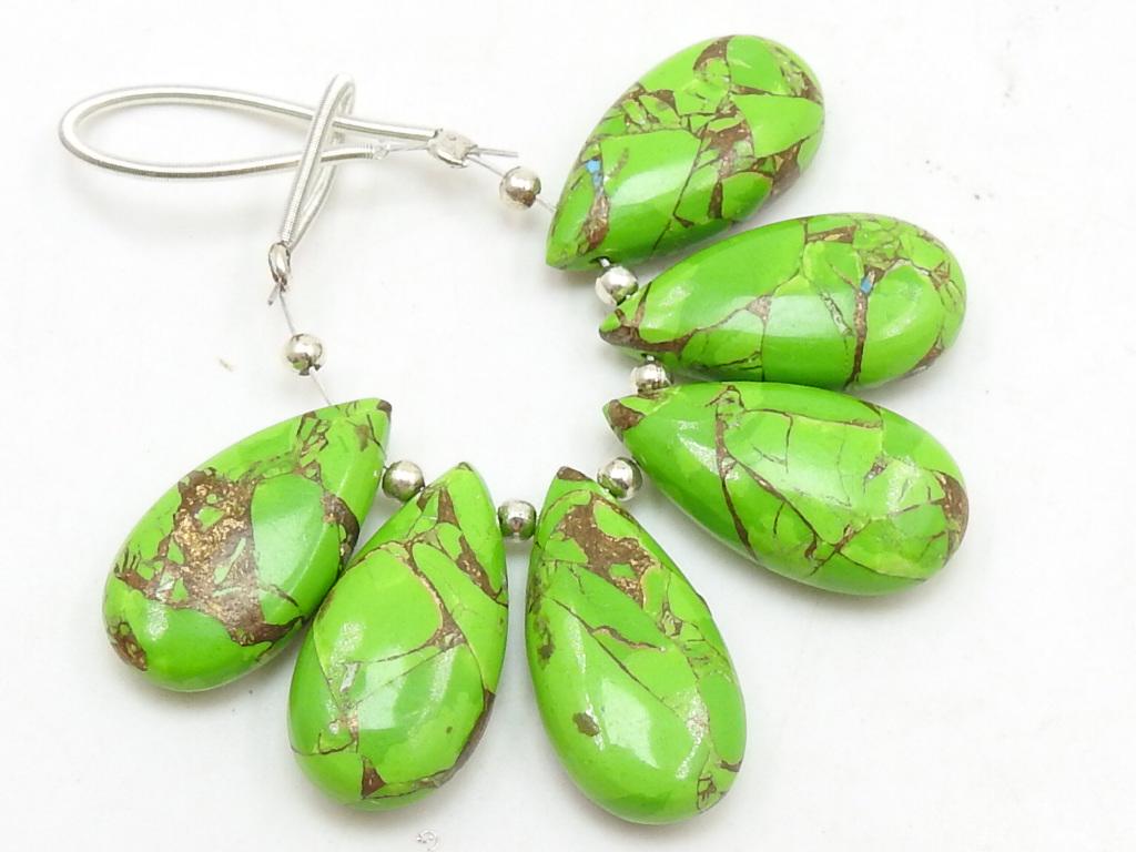 Copper Turquoise Smooth Teardrop Beads Matched Pair 20x10mm Gemstone Wholesaler Supplies Loose Stone for Earring Jewelry Making PME-CY3