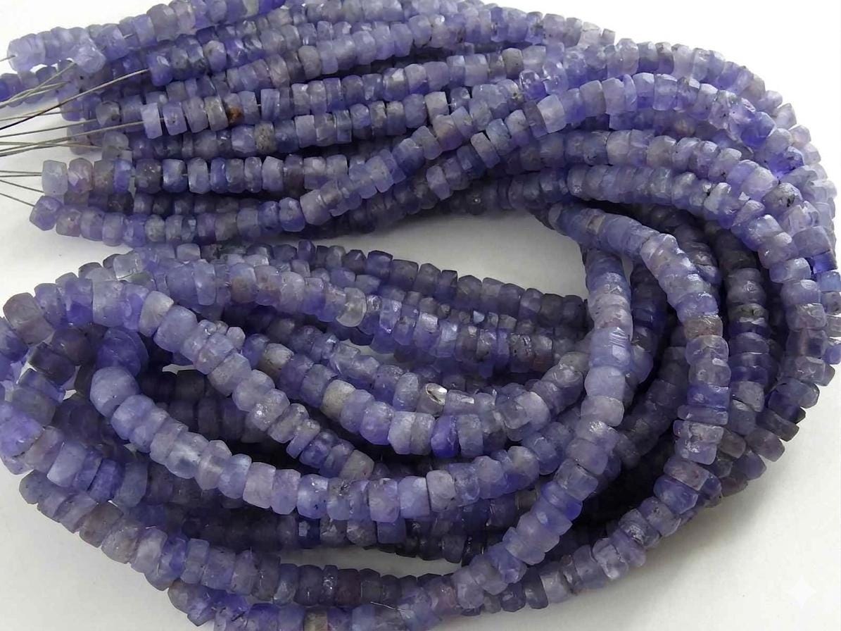 Tanzanite Smooth Matte Polished Roundel Bead-16Inches Strand-Natural Stone PME-B7