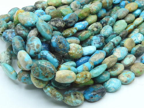 Arizona Turquoise Tumble Nugget Oval Shape Smooth Polished Loose Stone 16Inch Strand Graduated 8x6-13x10MM Wholesale Jewelry Beads TU3