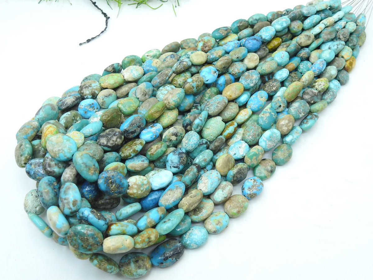 Arizona Turquoise Tumble Nugget Oval Shape Smooth Polished Loose Stone 16Inch Strand Graduated 8x6-13x10MM Wholesale Jewelry Beads TU3