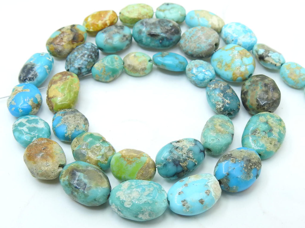 Arizona Turquoise Tumble Nugget Oval Shape Smooth Polished Loose Stone 16Inch Strand Graduated 8x6-13x10MM Wholesale Jewelry Beads TU3