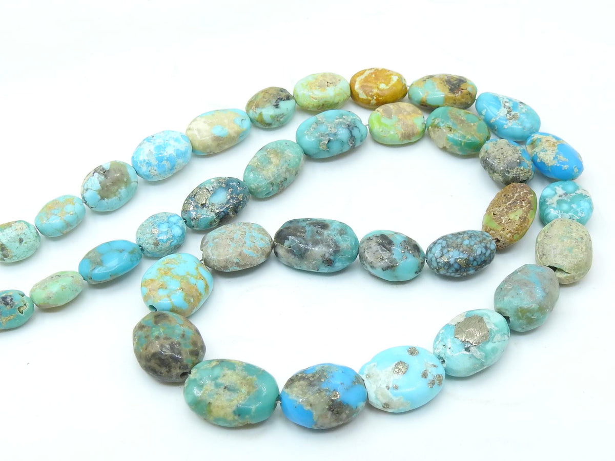 Arizona Turquoise Tumble Nugget Oval Shape Smooth Polished Loose Stone 16Inch Strand Graduated 8x6-13x10MM Wholesale Jewelry Beads TU3
