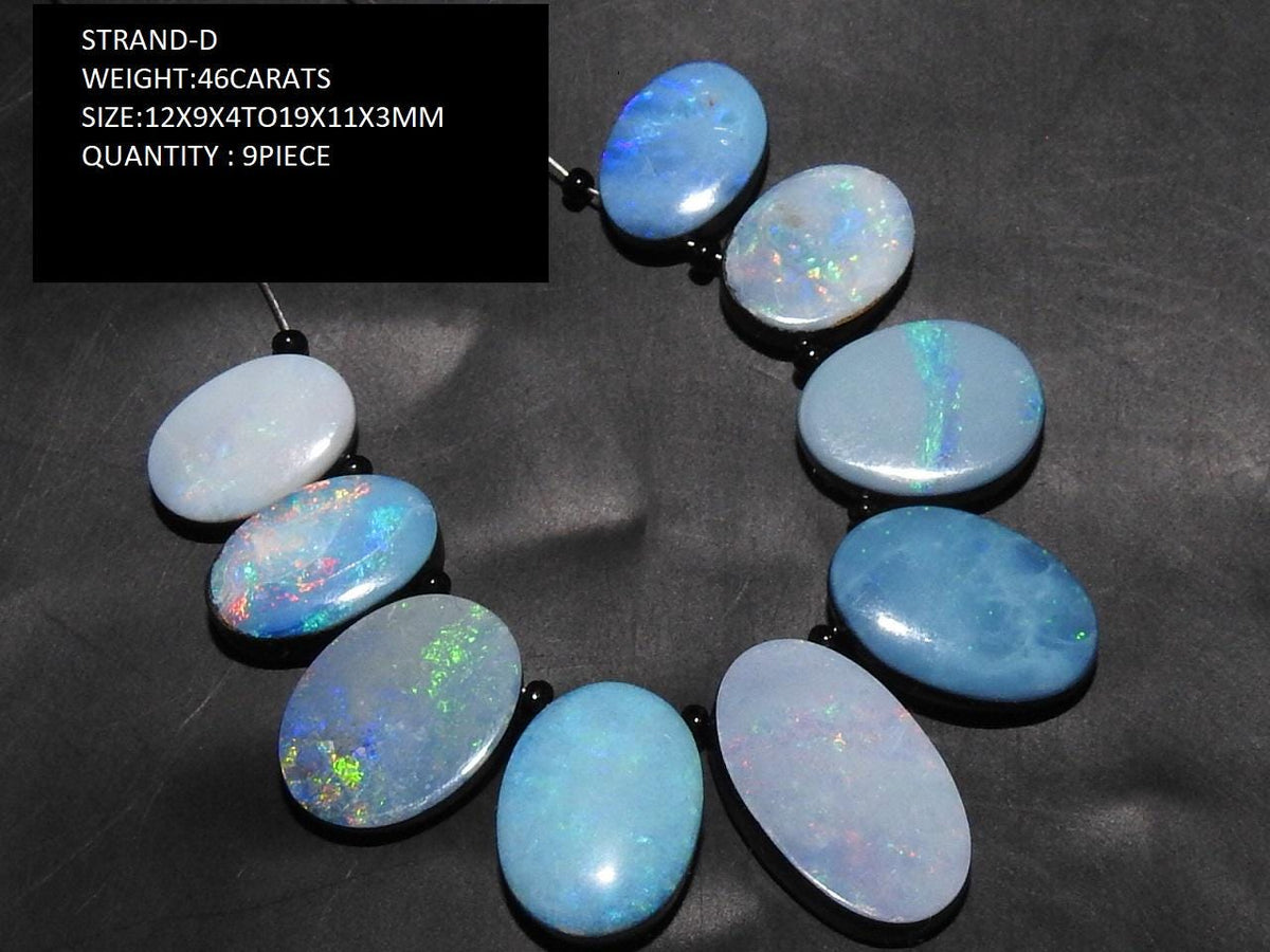 Australian Opal Doublet Cabochon, Multi Fire Smooth Oval Shape Loose Gemstone, Handmade Briolette Stone For DIY Jewelry Supplies MS