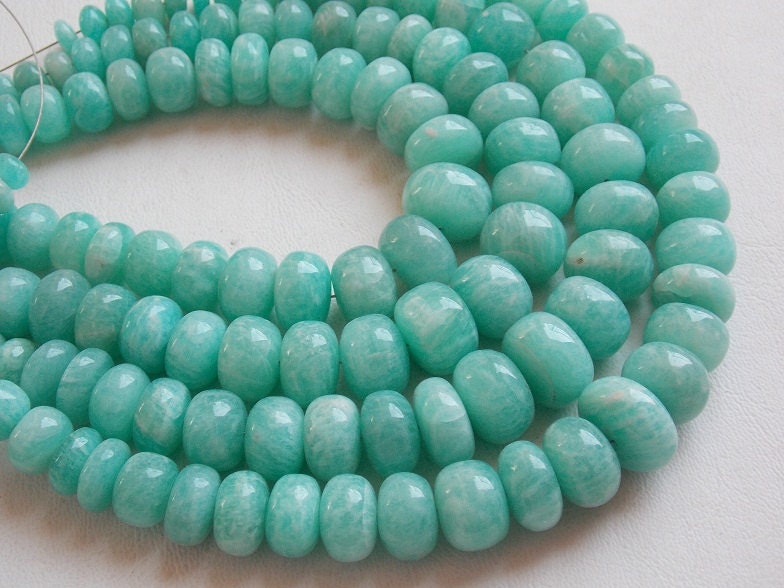 Natural Amazonite Smooth Roundel Beads 8Inch Strand Loose Gemstone For Necklace Earring Bracelet Jewelry Making Supplies PME-B3