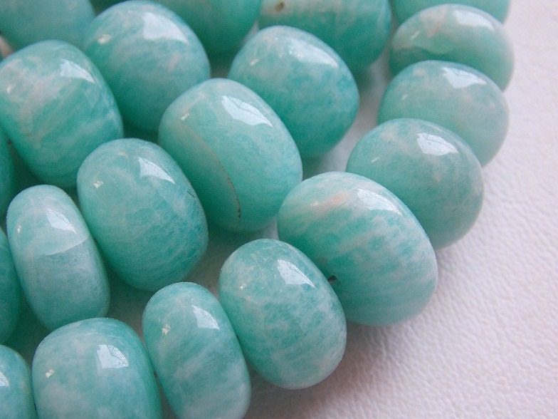Natural Amazonite Smooth Roundel Beads 8Inch Strand Loose Gemstone For Necklace Earring Bracelet Jewelry Making Supplies PME-B3