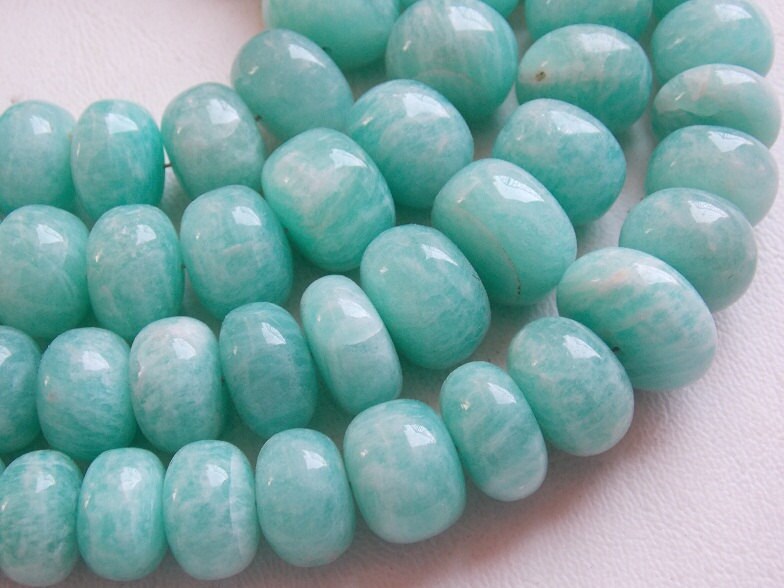 Natural Amazonite Smooth Roundel Beads 8Inch Strand Loose Gemstone For Necklace Earring Bracelet Jewelry Making Supplies PME-B3