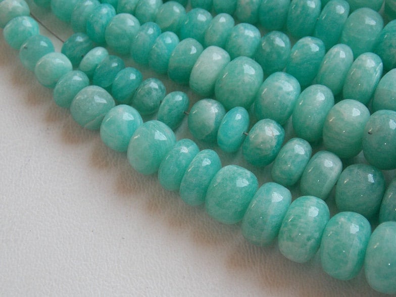 Natural Amazonite Smooth Roundel Beads 8Inch Strand Loose Gemstone For Necklace Earring Bracelet Jewelry Making Supplies PME-B3