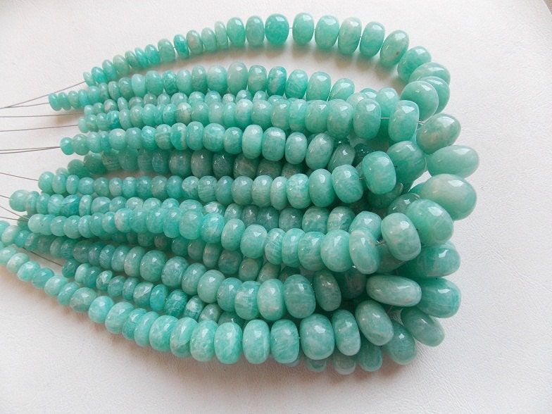Natural Amazonite Smooth Roundel Beads 8Inch Strand Loose Gemstone For Necklace Earring Bracelet Jewelry Making Supplies PME-B3