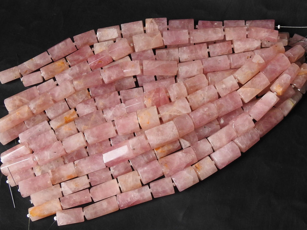 Rose Quartz Faceted Tube Shape Beads 12x10mm 22x10mm Natural Pink Stone 8" Strand Loose Gemstone DIY Jewelry Making Supplies Wholesale