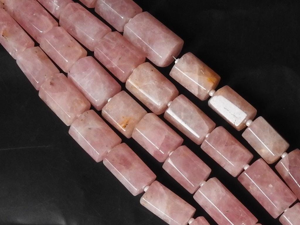 Rose Quartz Faceted Tube Shape Beads 12x10mm 22x10mm Natural Pink Stone 8" Strand Loose Gemstone DIY Jewelry Making Supplies Wholesale