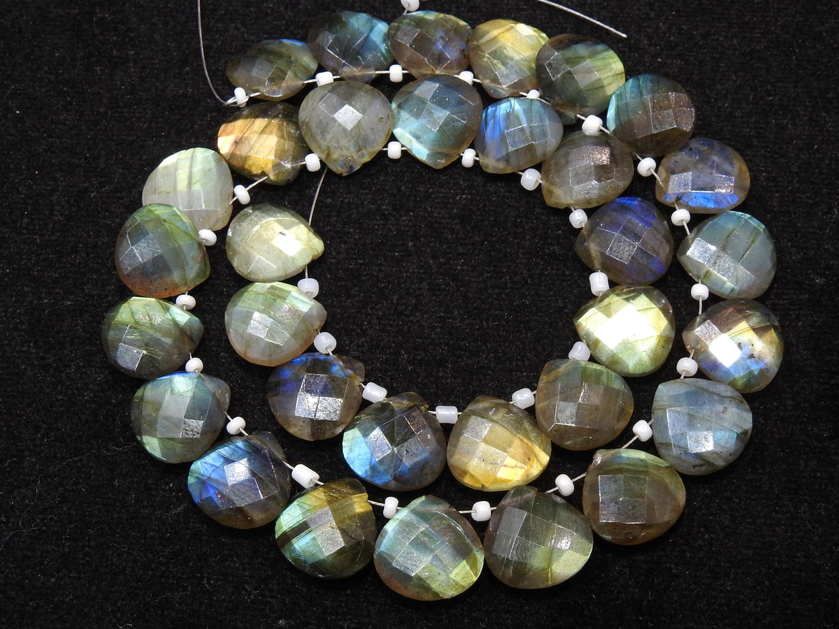 Natural Labradorite Faceted Heart Shape Beads 12x12mm Multi Flashy Fire Handmade Loose Gemstone Bead DIY Jewelry Making Wholesaler Supply