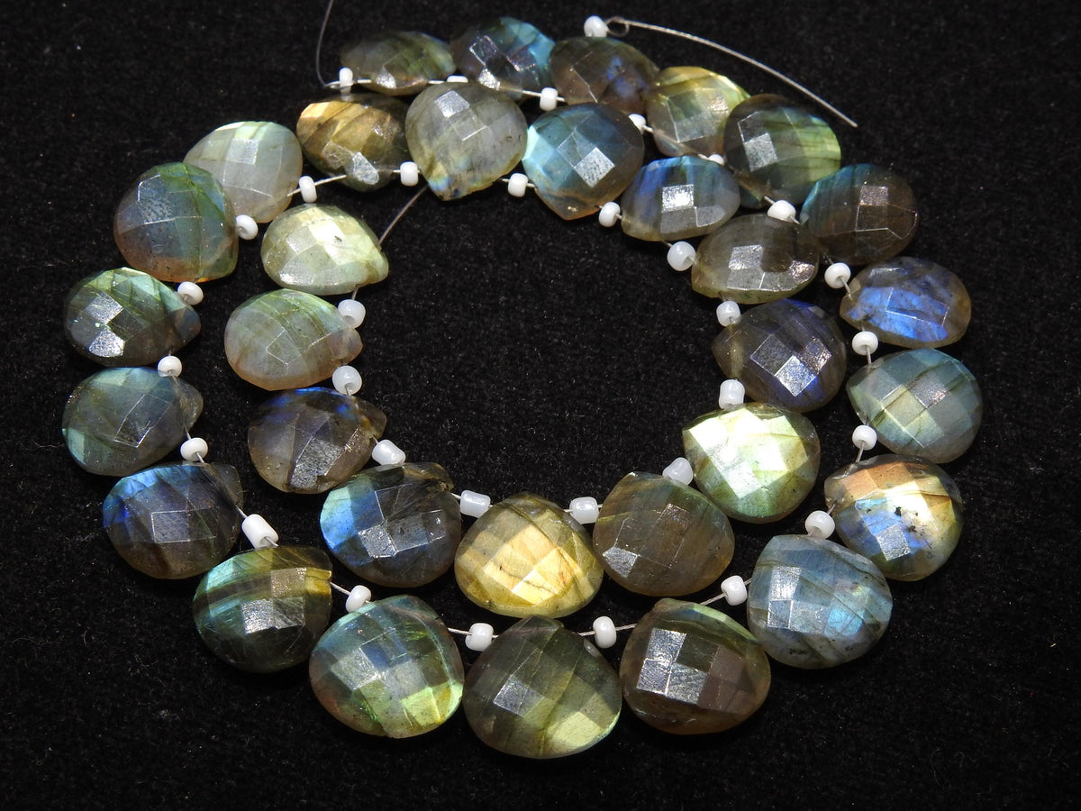 Natural Labradorite Faceted Heart Shape Beads 12x12mm Multi Flashy Fire Handmade Loose Gemstone Bead DIY Jewelry Making Wholesaler Supply