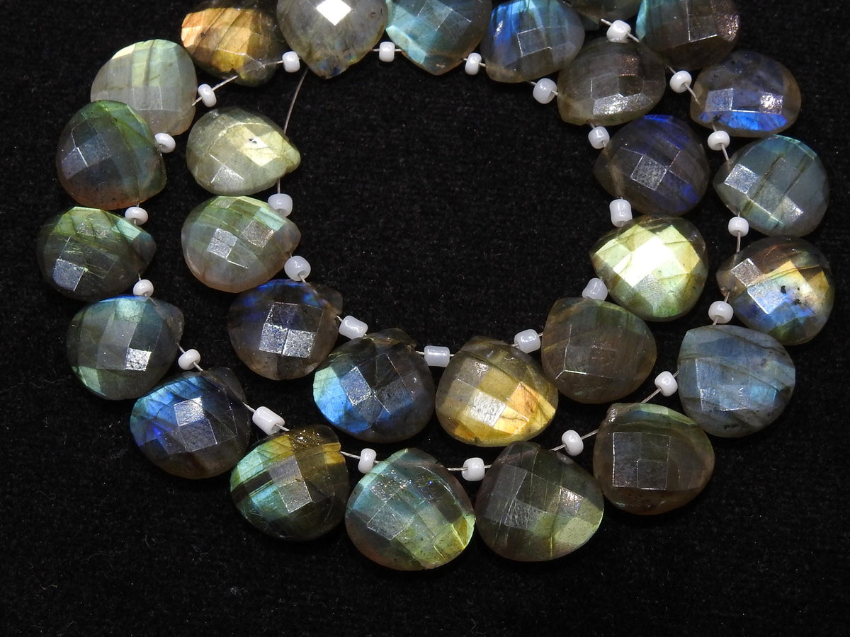 Natural Labradorite Faceted Heart Shape Beads 12x12mm Multi Flashy Fire Handmade Loose Gemstone Bead DIY Jewelry Making Wholesaler Supply