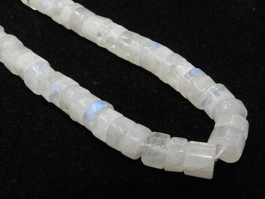 White Rainbow Moonstone Smooth Tire Wheel Beads, Multi Flashy Fire Natural Gemstone Rondell, 16 Inches Strand, Approx 7mm Jewelry Supplies