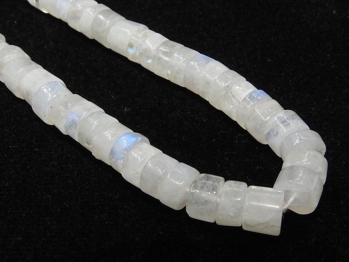 White Rainbow Moonstone Smooth Tire Wheel Beads, Multi Flashy Fire Natural Gemstone Rondell, 16 Inches Strand, Approx 7mm Jewelry Supplies