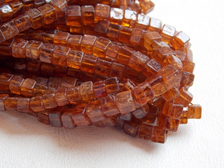 Hessonite Garnet Smooth Cube Box Shape Bead 16Inch Strand 5MM Approx Wholesaler Supplies New Arrivals Natural Stone PME-CB1