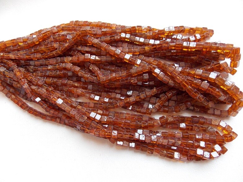 Hessonite Garnet Smooth Cube Box Shape Bead 16Inch Strand 5MM Approx Wholesaler Supplies New Arrivals Natural Stone PME-CB1