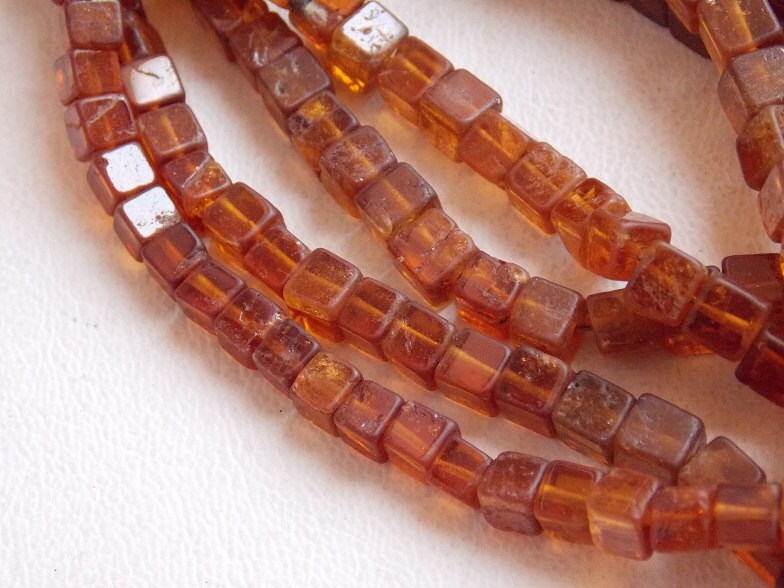 Hessonite Garnet Smooth Cube Box Shape Bead 16Inch Strand 5MM Approx Wholesaler Supplies New Arrivals Natural Stone PME-CB1