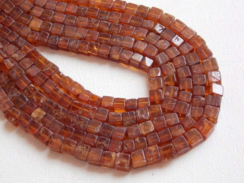 Hessonite Garnet Smooth Cube Box Shape Bead 16Inch Strand 5MM Approx Wholesaler Supplies New Arrivals Natural Stone PME-CB1