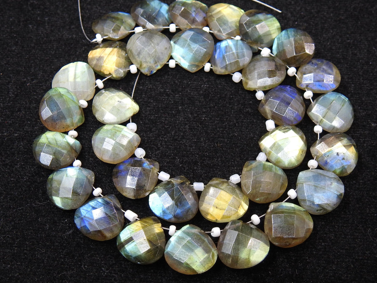 Natural Labradorite Faceted Heart Shape Beads 12x12mm Multi Flashy Fire Handmade Loose Gemstone Bead DIY Jewelry Making Wholesaler Supply