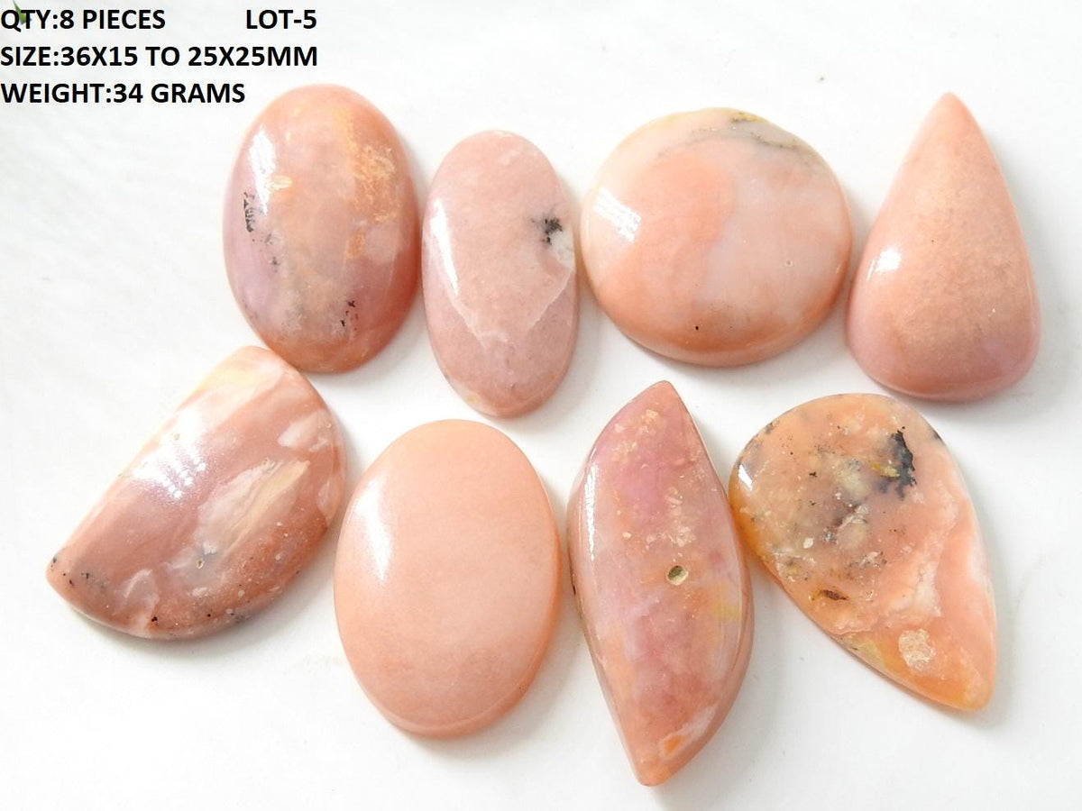 Natural Pink Peruvian Opal Gemstone, Polished Cabochon, Loose Stone for Crystals Jewelry, Wire Wrapping Stone, Heart Chakra Crystal