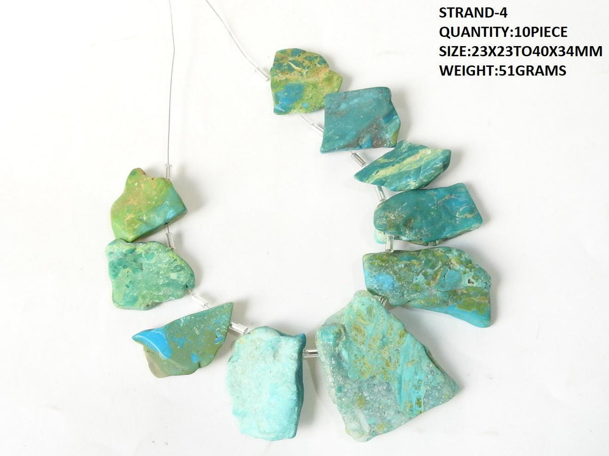 Chrysocolla Rough Slice Matte Polished Beads, 8 Inch Strand, Natural Gemstone Slices for Jewelry Making, Wholesale Gemstone Supplies R4
