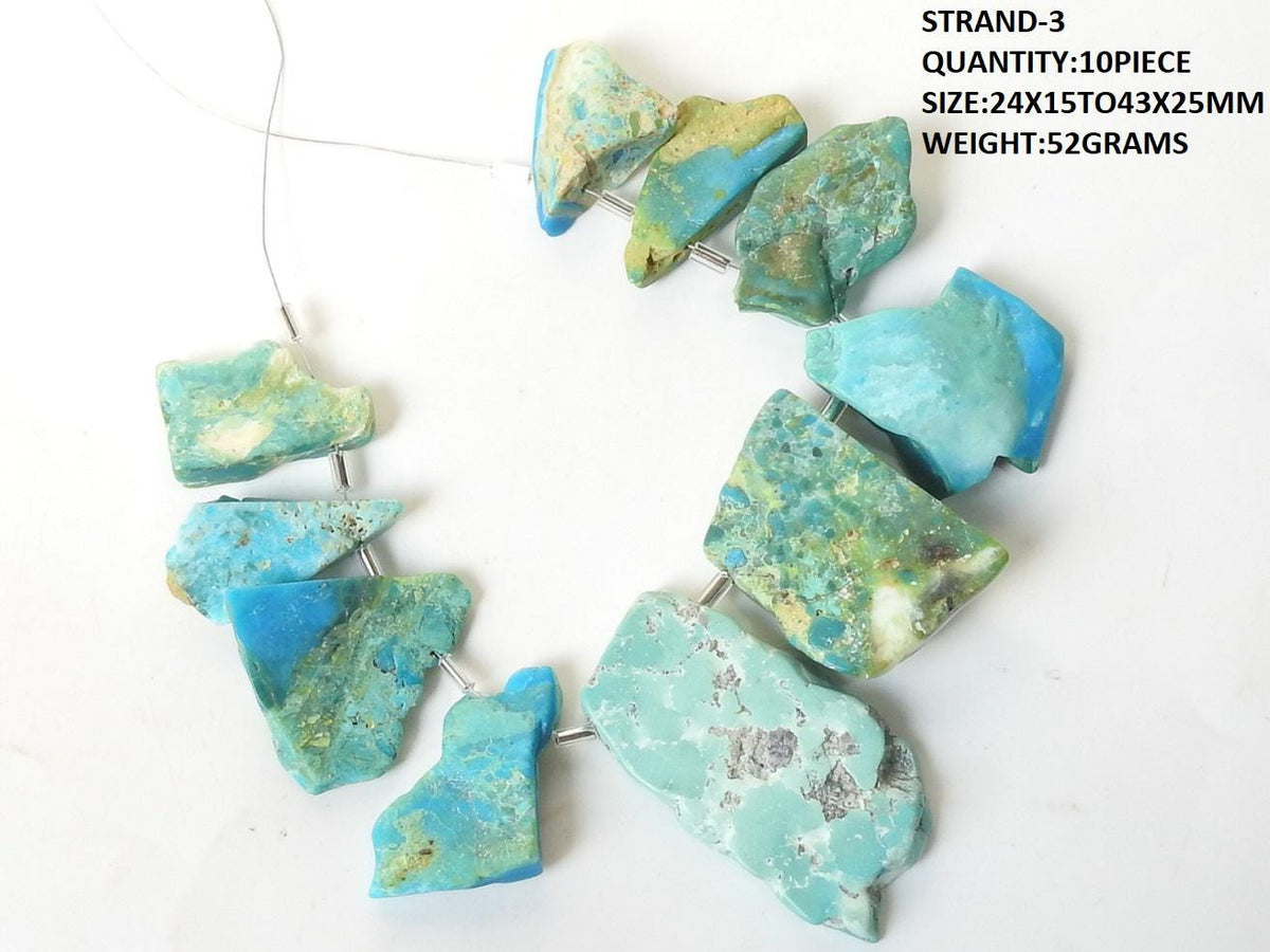 Chrysocolla Rough Slice Matte Polished Beads, 8 Inch Strand, Natural Gemstone Slices for Jewelry Making, Wholesale Gemstone Supplies R4