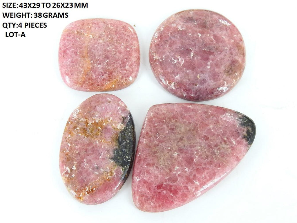 Natural Rhodonite Cabochon Lot for Jewelry Making, Handmade Loose Rhodonite Stones, Smooth Fancy Shape Cabochons, Wholesale Crystals/C2