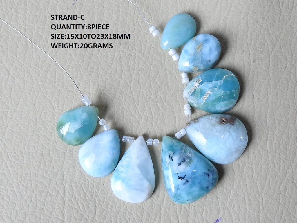 Larimar Smooth Pear Shape Cabochon Briolette Handmade Loose Gemstone Bead For Making Jewelry Wholesaler Supplies Natural Stone BR2